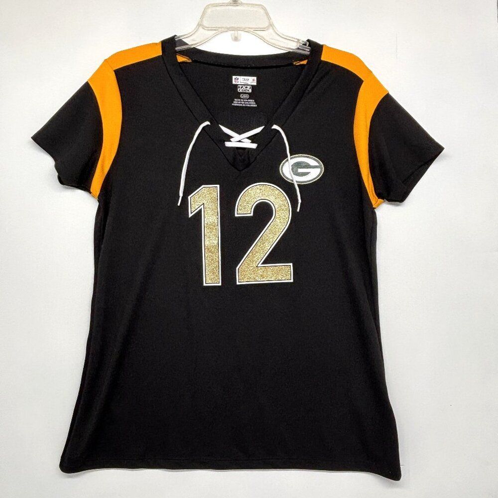Green Bay Packers NFL Team Apparel TX3 Cool  SS Lace Up Women's Shirt Size Large